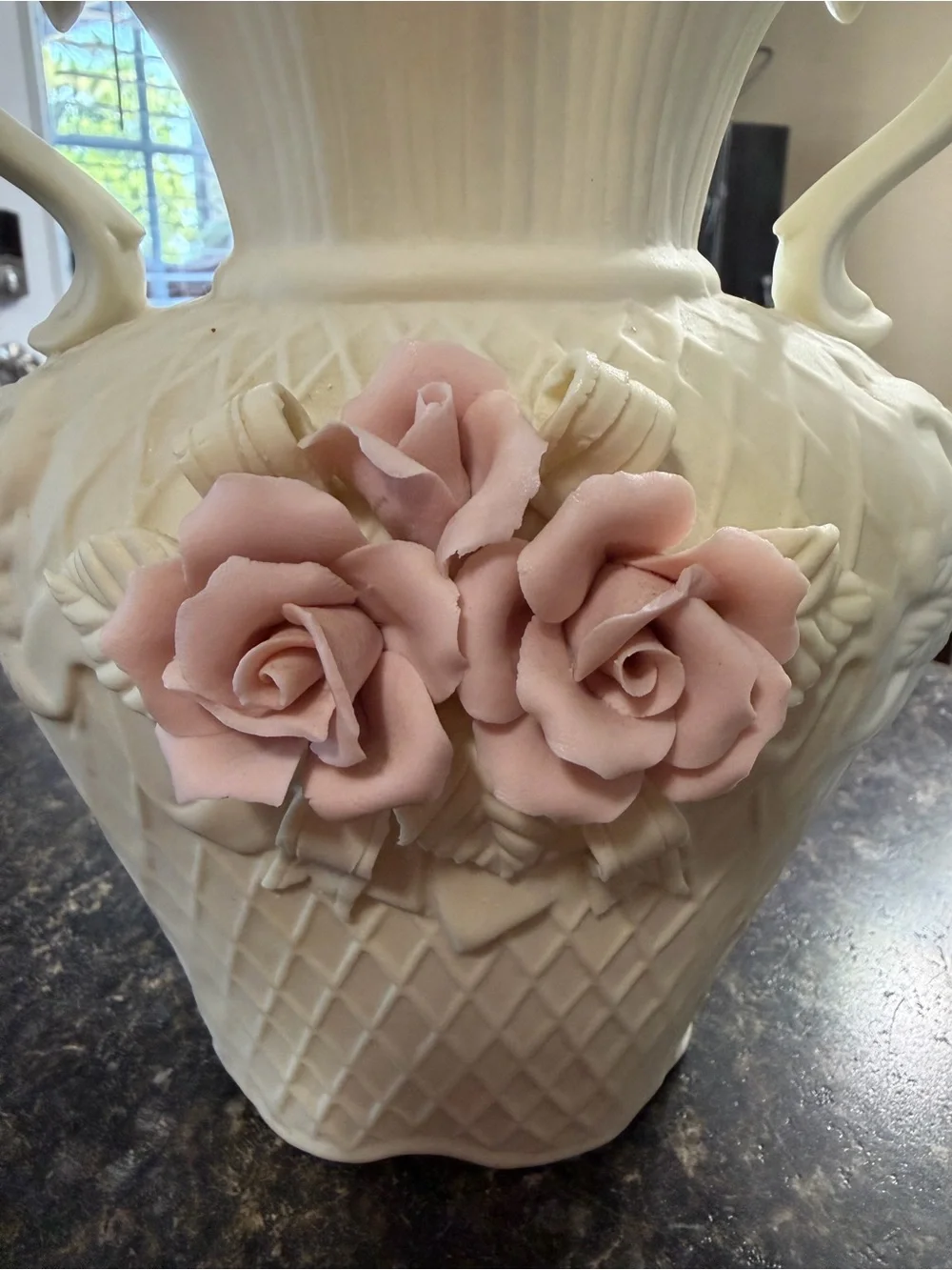 Pair of Cream White Victorian BISQUE PORCELAIN Vases